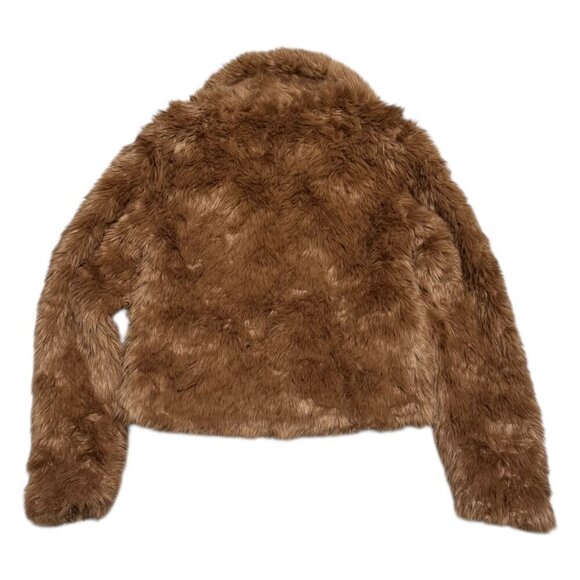 ABERCROMBIE & FITCH Faux Fur Soft Cropped Bomber Jacket Womens Small - Picture 2 of 6